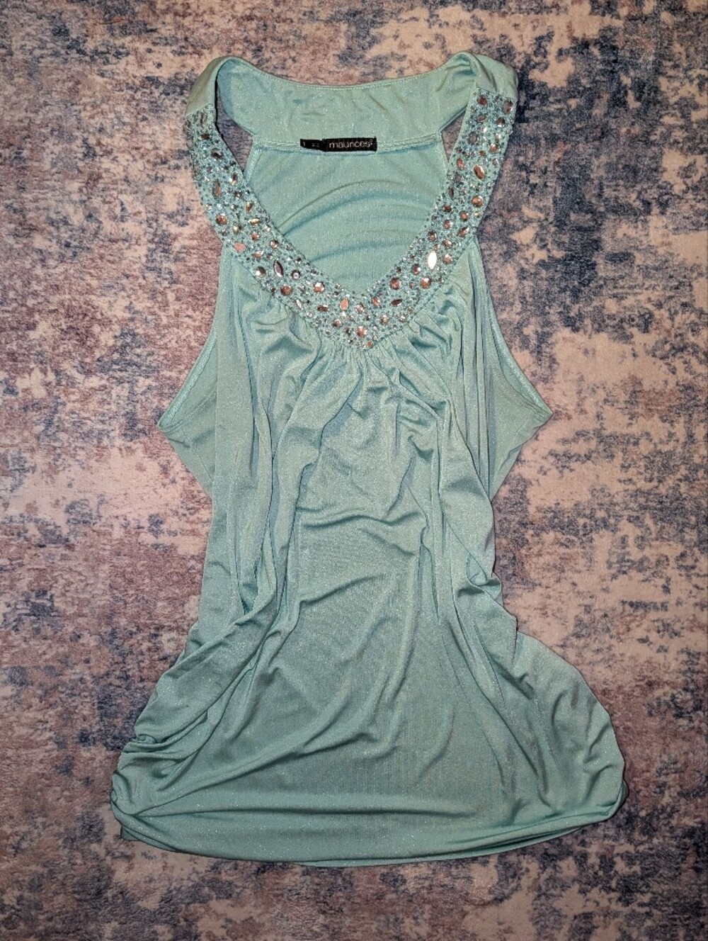 Maurices Y2K Teal Bling Tank Top